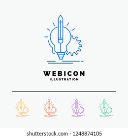 Idea, insight, key, lamp, lightbulb 5 Color Line Web Icon Template isolated on white. Vector illustration