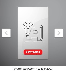 Idea, insight, key, lamp, lightbulb Line Icon in Carousal Pagination Slider Design & Red Download Button