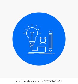 Idea, insight, key, lamp, lightbulb White Line Icon in Circle background. vector icon illustration