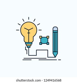 Idea, insight, key, lamp, lightbulb Flat Icon. green and Yellow sign and symbols for website and Mobile appliation. vector illustration