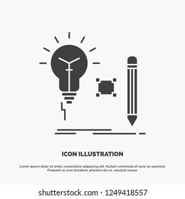 Idea, insight, key, lamp, lightbulb Icon. glyph vector gray symbol for UI and UX, website or mobile application