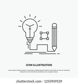 Idea, insight, key, lamp, lightbulb Icon. Line vector gray symbol for UI and UX, website or mobile application