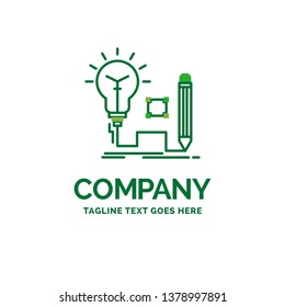 Idea, insight, key, lamp, lightbulb Flat Business Logo template. Creative Green Brand Name Design.