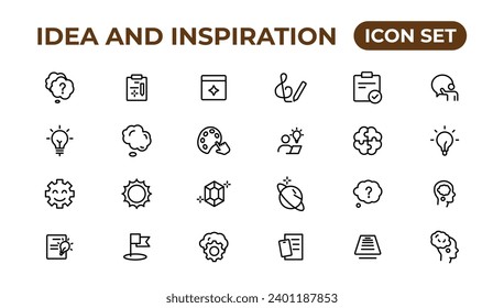 Idea and inspiration outline icons collection.Outline icon.
