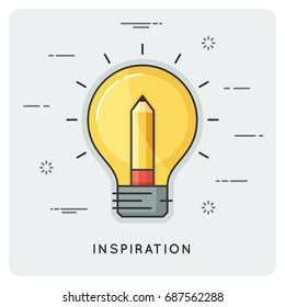 Idea and inspiration. Thin line concept. Vector illustration.