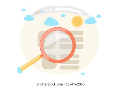 Idea of internet activity in cartoon style. Search for information on the Internet. Vector illustration.