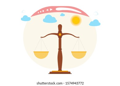 Idea of internet activity in cartoon style. Online legal system, dispute resolution, judicial system. Vector illustration.