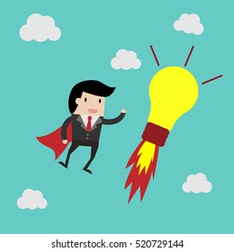 idea for investment concept,businessman with bulb  cartoon vector illustration for business design