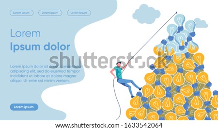 Idea Irrelevance Flat Landing Page Vector Template. Innovative Progress, Rapid Relevance Loss, Old Ideas Replacement Metaphor. Man on Lightbulbs Bunch Faceless Character. Innovation Homepage Layout
