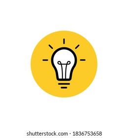 Diseño de etiqueta ideal con bombilla y rayos. Diseño de logotipo. Ilustración vectorial.