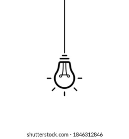 Design des Labels. Glühbirne mit Kabel- und Blitzbolzen. Logo-Design. Vektorgrafik.