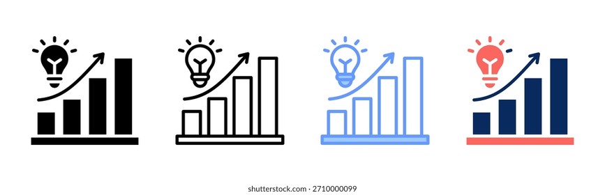 Idea Ladder icon set colección de estilo múltiple