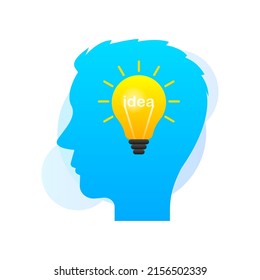 Idea lamp in cartoon style. Isolated background. Realistic vector illustration. Simple vector illustration