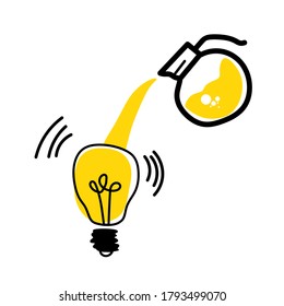lámpara de ideas, idea creativa en bombilla 