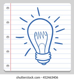 Idea Lamp Doodle Icons Hand vector illustration sketch.