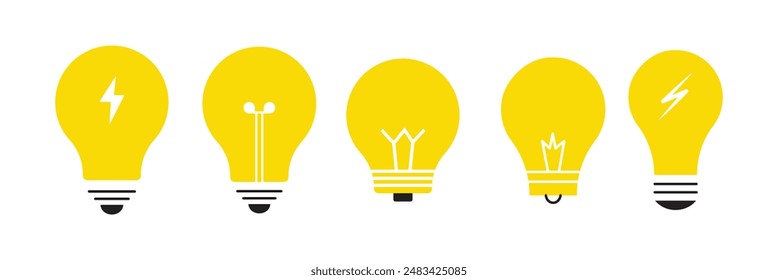 Idea lamp icon. Abstract light bulb outline and filled vector sign. Symbol, logo illustration. Lightbulb icon. Different style icons set. Vector illustration
