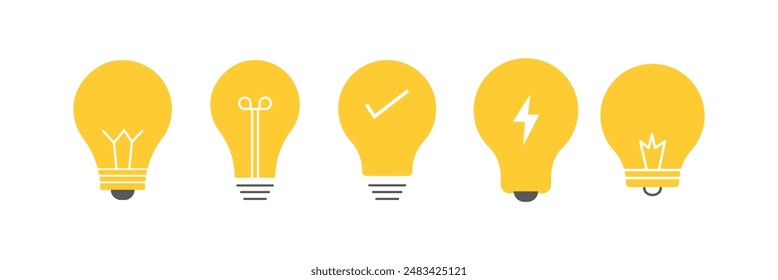 Idea lamp icon. Abstract light bulb outline and filled vector sign. Symbol, logo illustration. Lightbulb icon. Different style icons set. Vector illustration