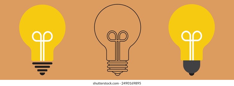 Idea lamp icon. Abstract light bulb outline and filled vector sign. Symbol, logo illustration design eps 10