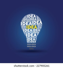 Idea lamp icon with blue background