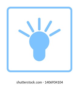Idea Lamp Icon. Blue Frame Design. Vector Illustration.