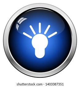 Idea Lamp Icon. Glossy Button Design. Vector Illustration.