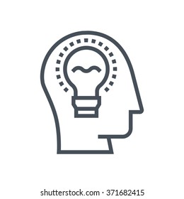 Idea, lamp icon suitable for info graphics, websites and print media and  interfaces. Line vector icon. Human face, head, line vector icon.