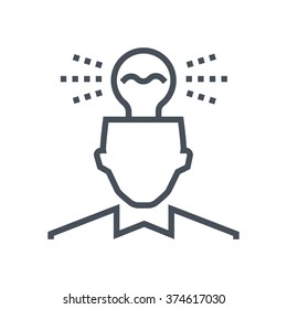 Idea, lamp icon suitable for info graphics, websites and print media and  interfaces. Line vector icon. Human face, head, line vector icon.