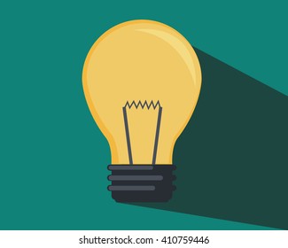 Idea lamp light shine flat design.