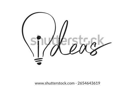 idea lamp lightbulb text font calligraphy hand written lettering script black color object drawing idea inspiration bright strategy solution intelligence innovation business success thinks idea lamp