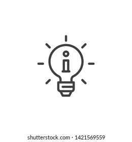 Idea lamp line icon. linear style sign for mobile concept and web design. Solutions, light bulb outline vector icon. Symbol, logo illustration. Vector graphics
