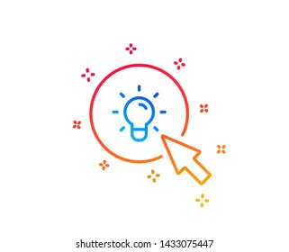 Idea lamp line icon. Mouse cursor sign. Light bulb symbol. Gradient design elements. Linear energy icon. Random shapes. Vector