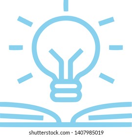 Idea lamp on book  icon in trendy flat style isolated on white background