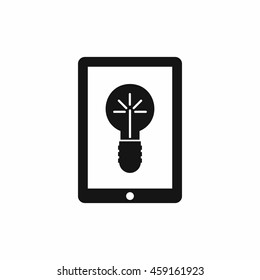 Idea lamp on gadget screen icon in simple style isolated on white background