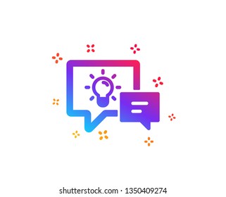 Idea lamp with Speech bubbles icon. Communication sign. Light bulb symbol. Dynamic shapes. Gradient design idea lamp icon. Classic style. Vector