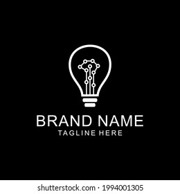 diseño de logotipo de tecnología de lámpara de ideas vectorial idea creativa