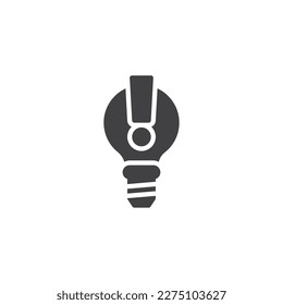 Idea lamp vector icon. filled flat sign for mobile concept and web design. Light bulb and exclamation mark glyph icon. Symbol, logo illustration. Vector graphics