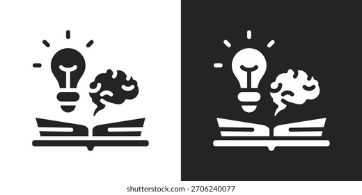 Idea Learning Icon In Black And White Glyph Style