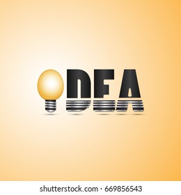 Idea lettering with elegant glossy bulb