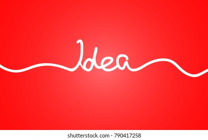 Idea lettering thin line isolated on red background. For web site, poster, placard, print material and mobile app. Creative art, modern drawing concept, vector illustration