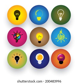 idea light bulb, brilliance, genius, smart, clever vector icons. This graphic also represents excitement, inspiration, enthusiasm, problem solving, clever solutions, smart thinking