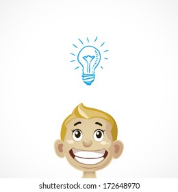 Idea, Light bulb and character on a white background for your design, vector