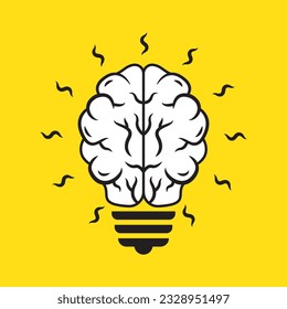 idea light bulb creative thinking concept  yellow brain icon design illustration vector