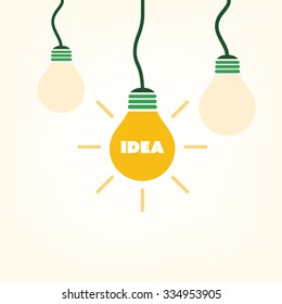Idea - Plantilla De Diseño De Bombilla Ligera Con Palabra "Idea" - Ilustración Vector Para Su Negocio