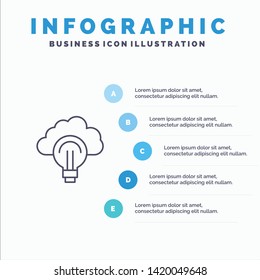 Idea, Light, Bulb, Focus, Success Line icon with 5 steps presentation infographics Background
