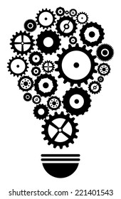 Idea Light Bulb With Gears And Cog Wheels Concept Isolated