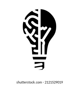 vector de icono de glifo de bombilla de ideas. señal de la bombilla de ideas. símbolo de contorno aislado ilustración negra