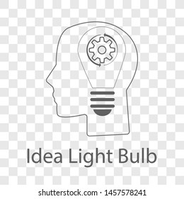 Idea light bulb icon on transparency background. Flat style vector illustration.