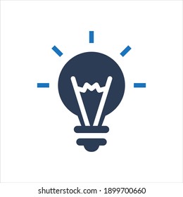 Idea-Glühbirne-Symbol auf weißem Hintergrund