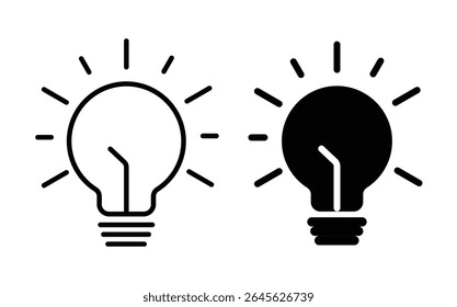 Idea light bulb icon set. Idea bulb liner flat icon set. innovation, lamp, light bulb, mark, creative, positive, smart, solution, strategy. Idea, bulb, innovation icon collection EPS10 - Stock Vector
