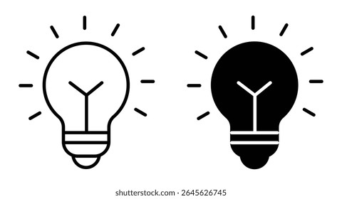 Idea light bulb icon set. Idea bulb liner flat icon set. innovation, lamp, light bulb, mark, creative, positive, smart, solution, strategy. Idea, bulb, innovation icon collection EPS10 - Stock Vector
